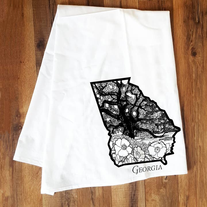 Georgia State Tea Towel for wholesale by Corvidae drawings & designs