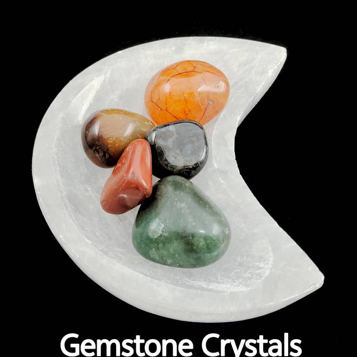 CRCBEADS - Wholesale Spiritual Stone/Crystal - Selenite Crystal Crescent Moon Dish Charging Energy Bowl Size 3 x3.5-4.5" Inches0