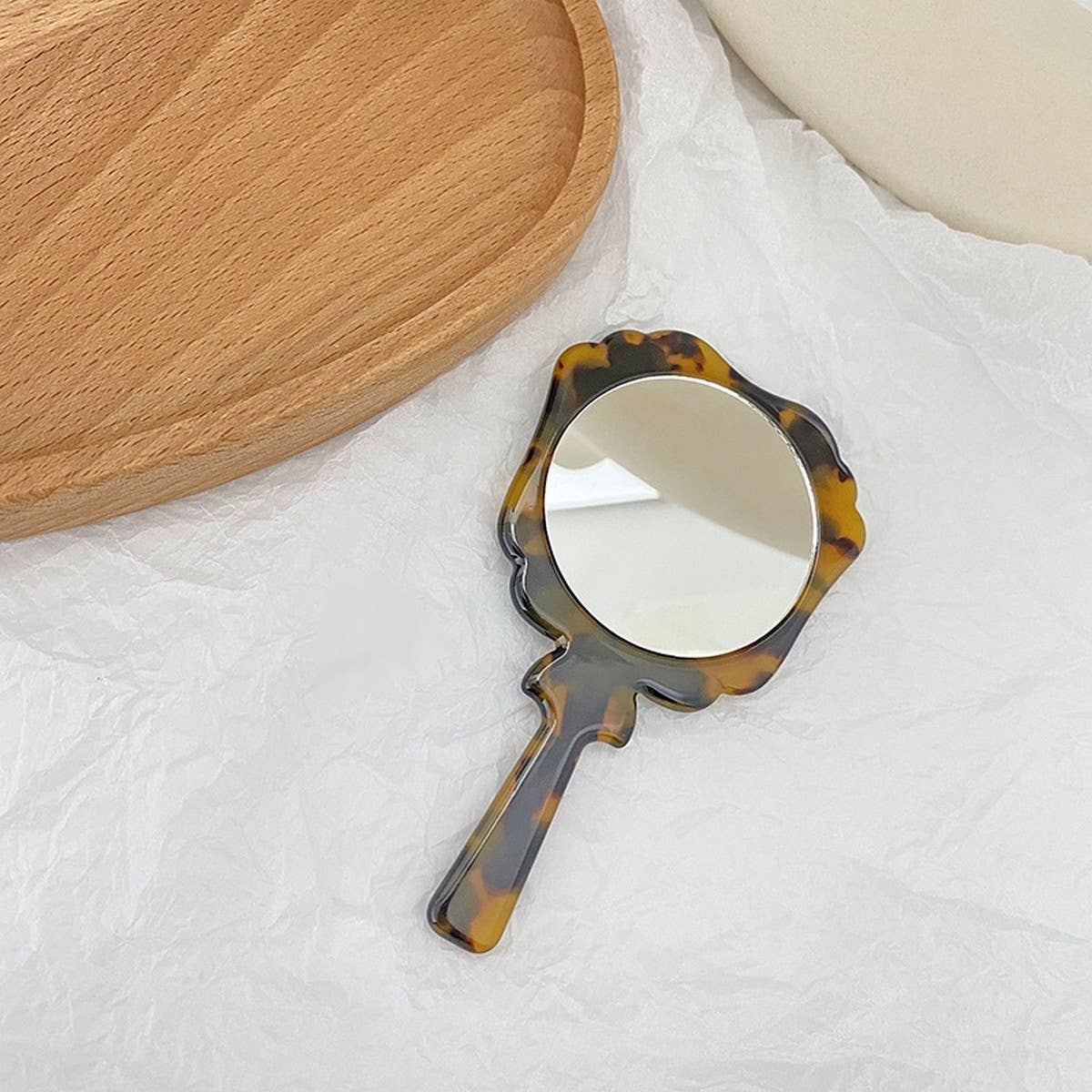 ACCITY - Wholesale Compact Mirror - Vintage Acetate Handheld Round Makeup Mirror_CWMM63990