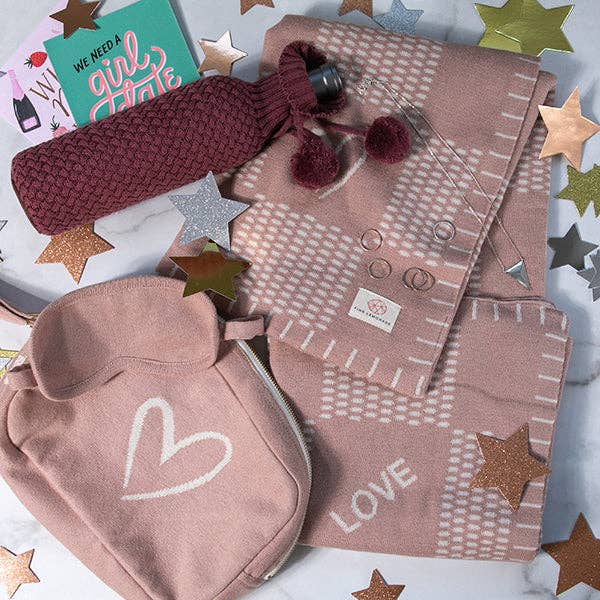 Square Love Organic Cotton Travel Blanket and Eye Mask Set for wholesale by Pink Lemonade