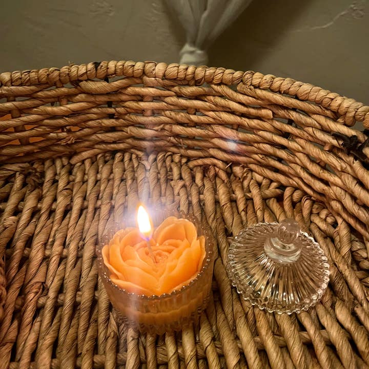 Vintage Love Rose Beeswax Candle for wholesale by Saantosha Goddess Goods