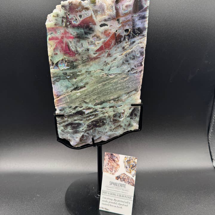 Placa de esfalerite aura de anjo de 12" Lg com suporte personalizado F876 por atacado de The 7 Directions