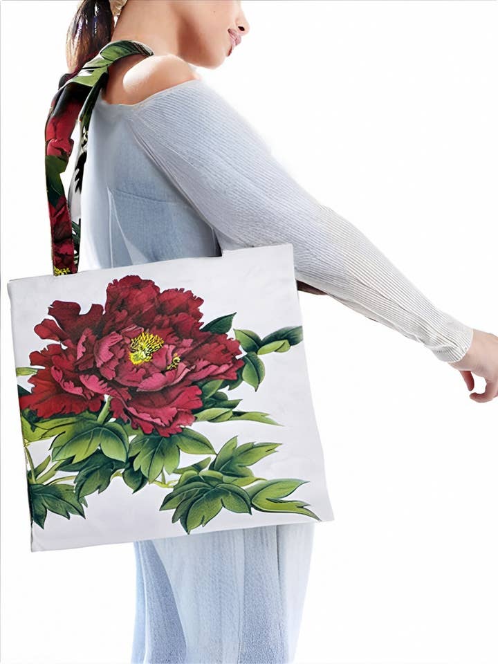 Rød Pæon Premium Printet Skuldertaske for engroshandel hos JC Sunny Fashion