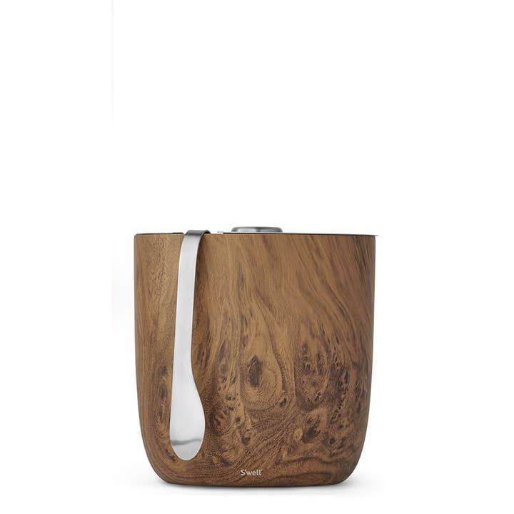 S'well - Wholesale Ice Bucket - Ice Bucket + Tongs - Teakwood