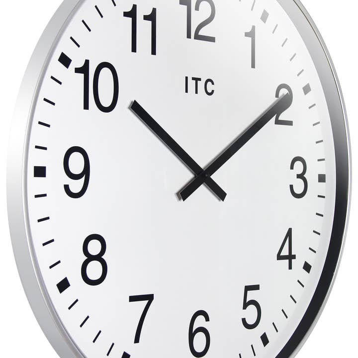 Infinity Instruments - Wholesale Wall Clock - ITC Round Silver Business Wall Clock 19.375 Inch