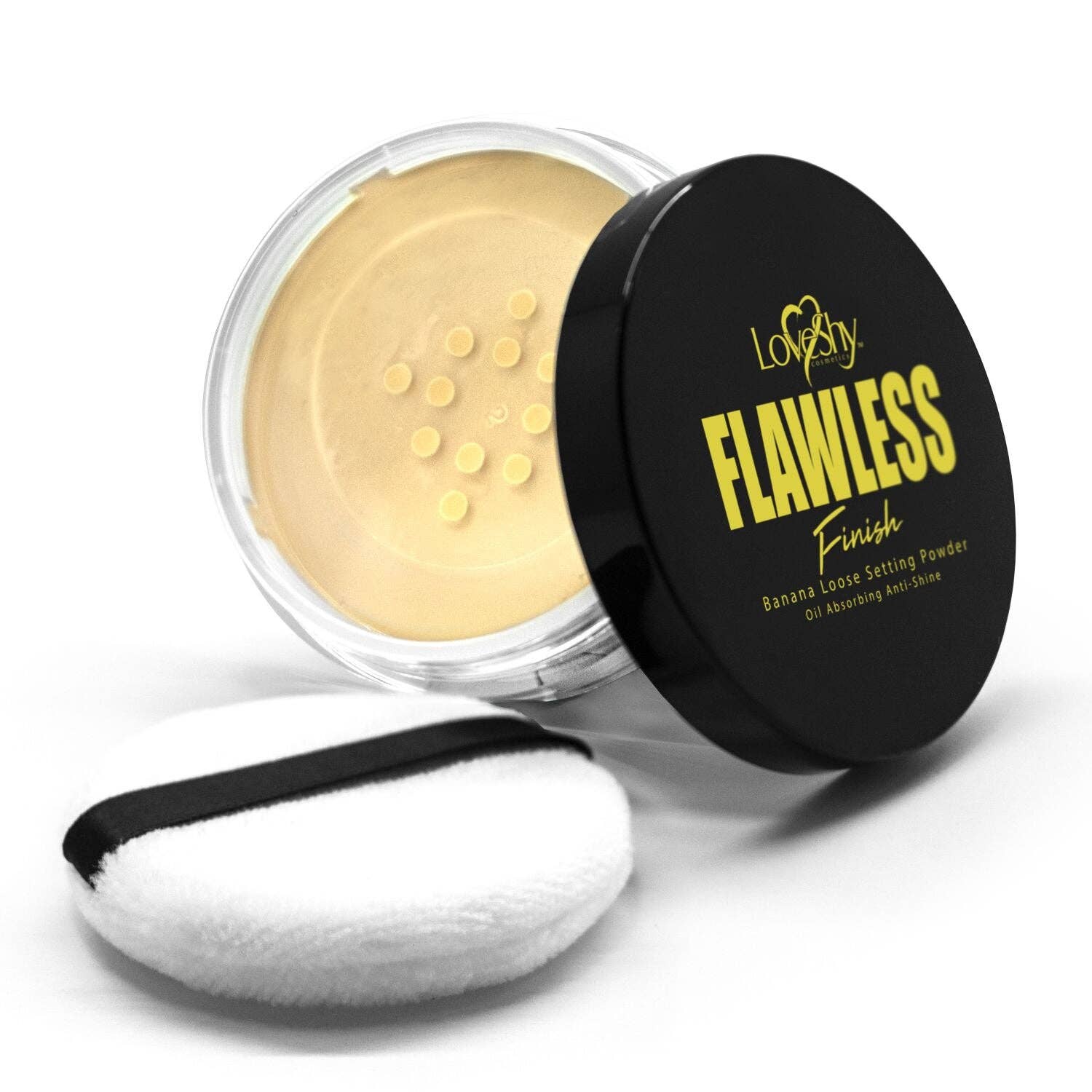 Beauty Goddess – wholesale Make-up setting spray/powder – LoveShy Vegan Loose Setting Powder 5g with makeup sponge, banana loose setting powder (Banana)1