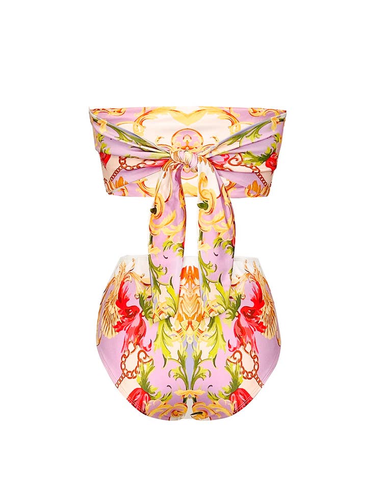 Her Bottari - Wholesale Two Piece Swimsuit - Women's - BC1117-SET_Summer Bandeau bikini swimsuit & cover up set
