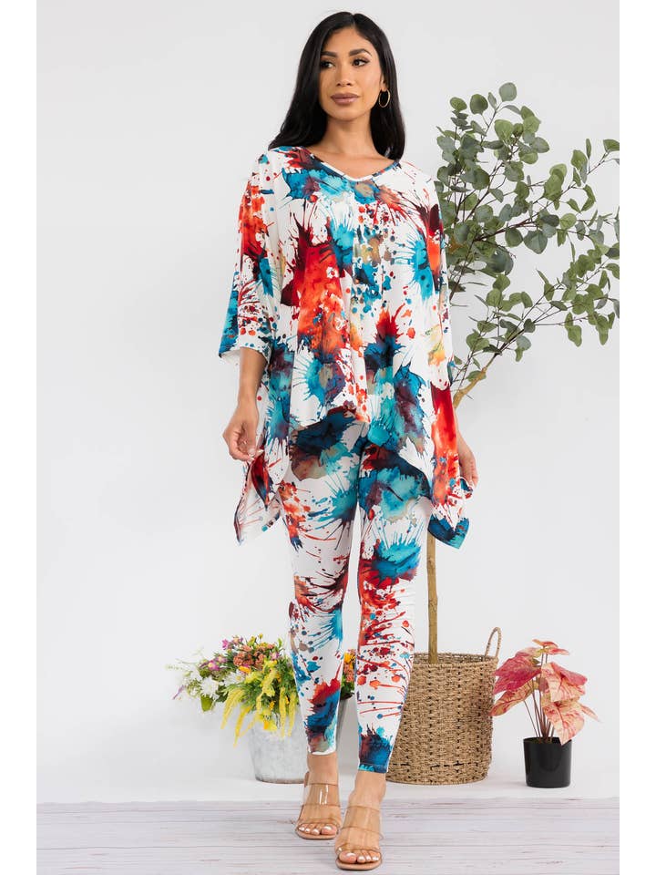 H&H Fashion Inc. - Wholesale Top & Pant Set (NOT Loungewear) - Women's - HH637R-PAINT - 2 PC Top and Bottom Set