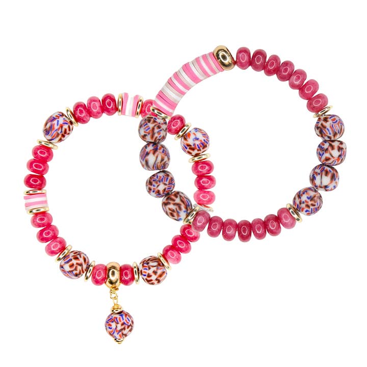 Echo Bracelet Set in Pink Strawberry for wholesale by Catherine Page Jewelry