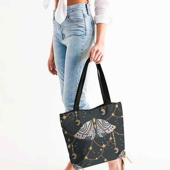 Mikova & Co. - Wholesale Tote Bag - Women's - Celestial Butterfly Canvas Zip Tote3