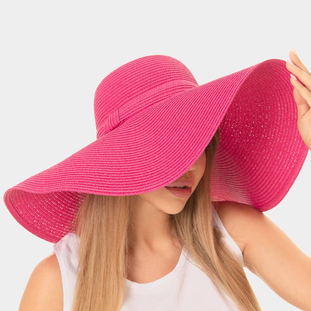Sensibling Corp. - Vente Chapeau de paille – femme - Chapeau de soleil souple à large bord uni en paille6
