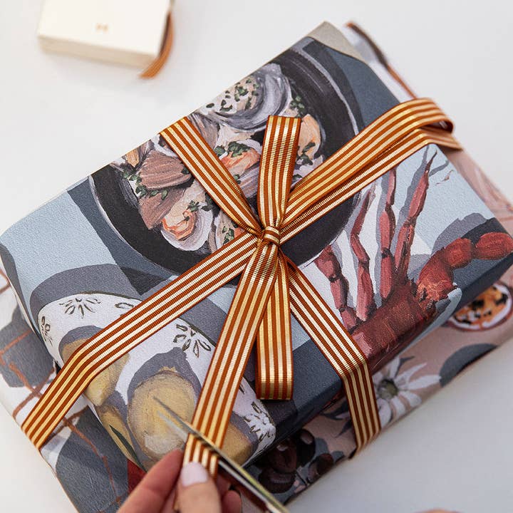 Bespoke Letterpress - Wholesale Flat Wrap - Summer Picnic / Crab & Squid 6pk Gift Wrap5