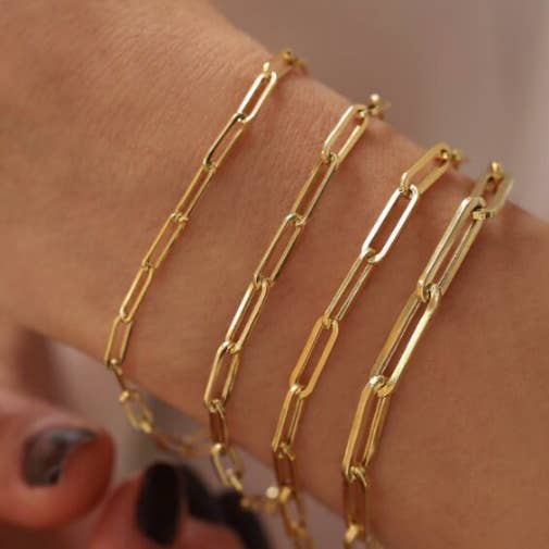 Karrbear - Wholesale Link & chain bracelet - 14K Gold Paperclip Bracelet, Bold Link, Staple Chain,