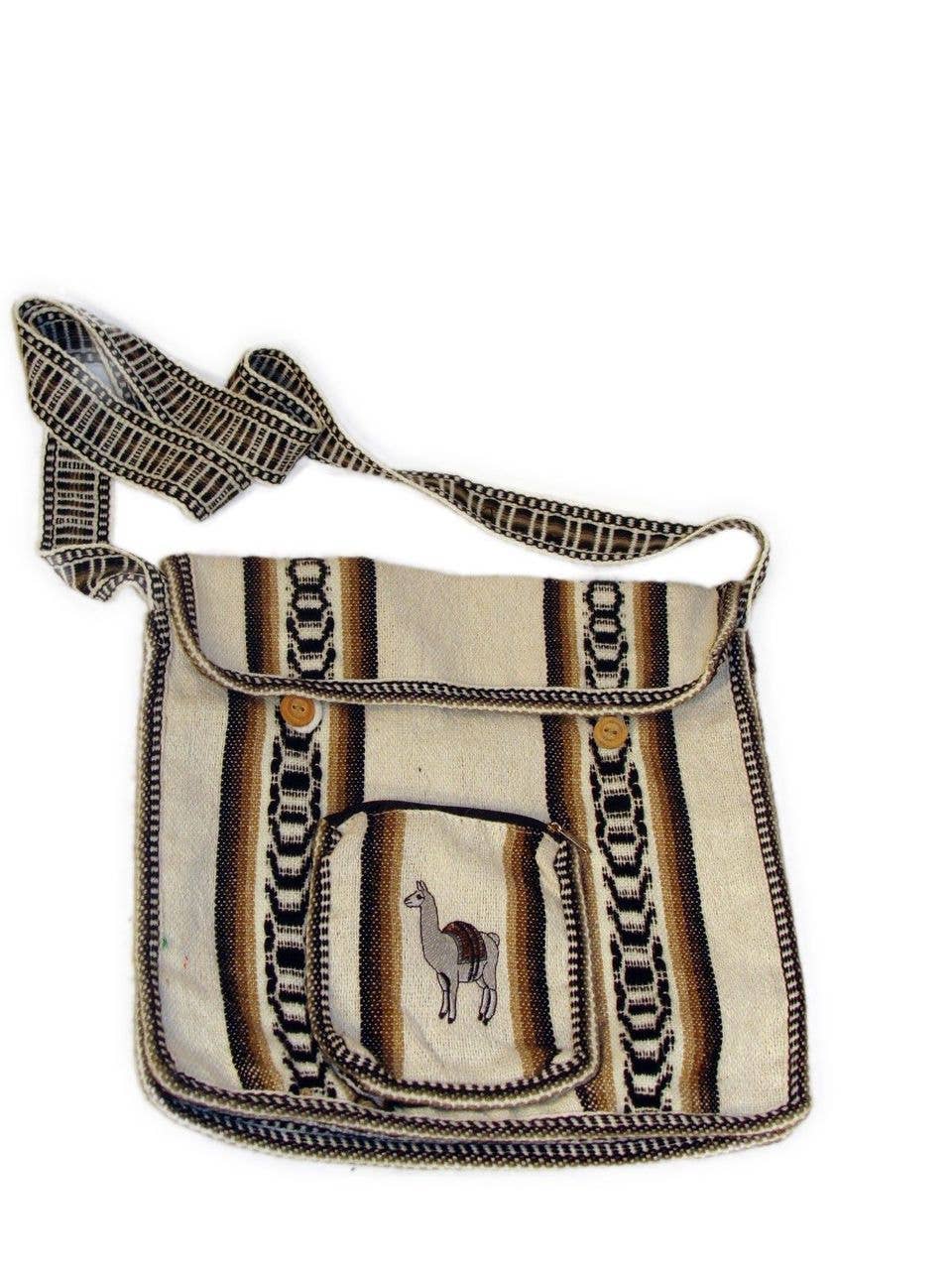 Sanyork Fair Trade - Wholesale Tote Bag - Women's - Wool Purse Tote Bag School Pouch Alpaca Hand Woven 10"x12" F