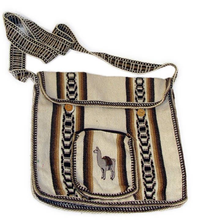 Sanyork Fair Trade - Wholesale Tote Bag - Women's - Wool Purse Tote Bag School Pouch Alpaca Hand Woven 10"x12" F0