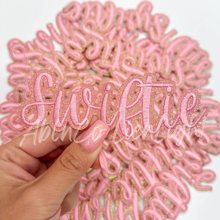 ABLNco - Wholesale Patch - swiftie pink cursive script letter patch iron on