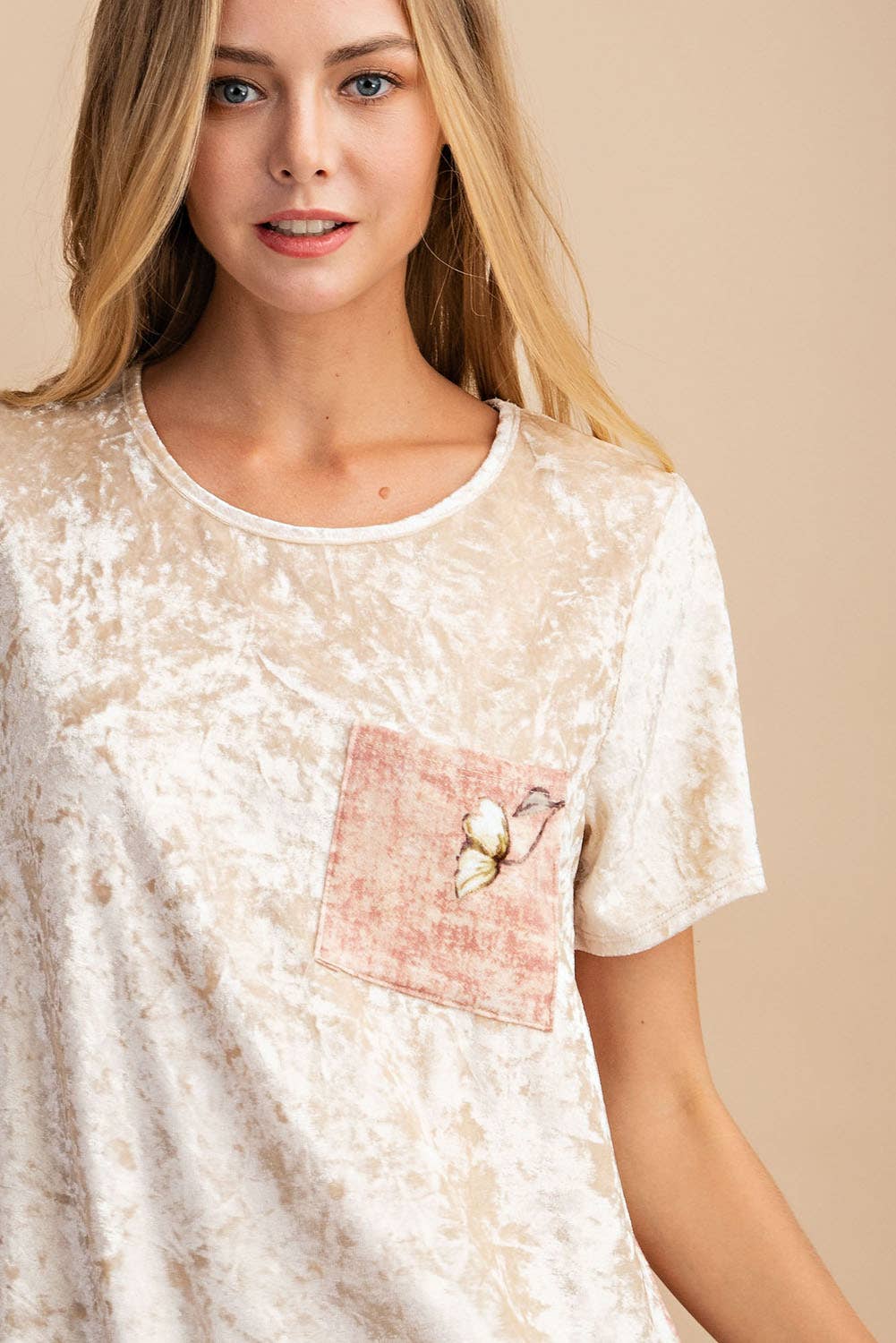 FSL Apparel - Wholesale Tunic - Women's - 3943FA - SOFT SHINING BRUSHED VELVET WITH FLORAL PRINTED CON4