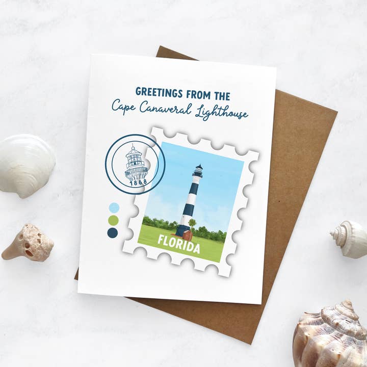 25 Sweetpeas - Wholesale Everyday Greeting Card - Cape Canaveral Lighthouse Card, Greetings From Card, Florida