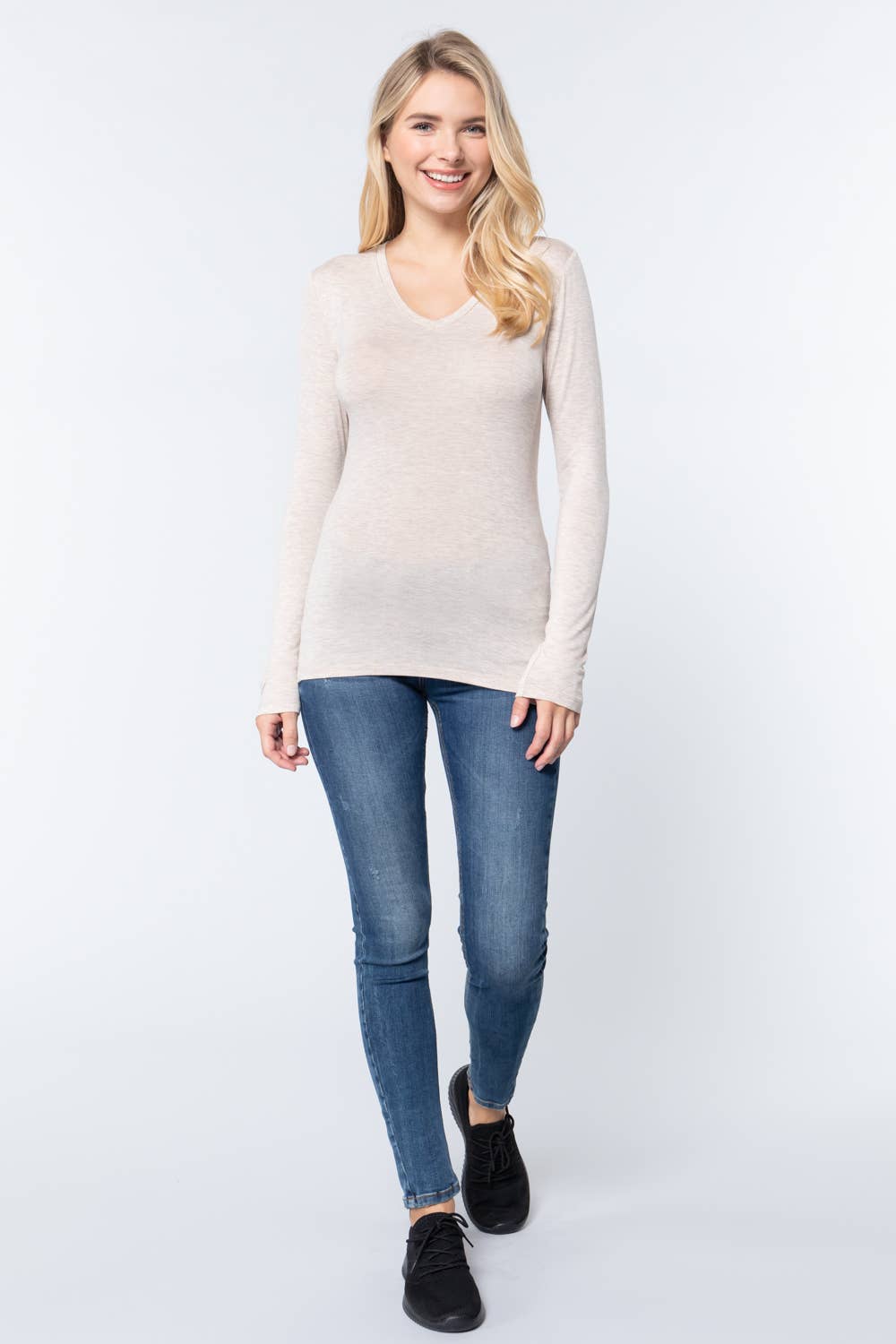 Vanilla Monkey - Wholesale Knit Top - Women's - Basic Solid Long Sleeve V-neck Top17