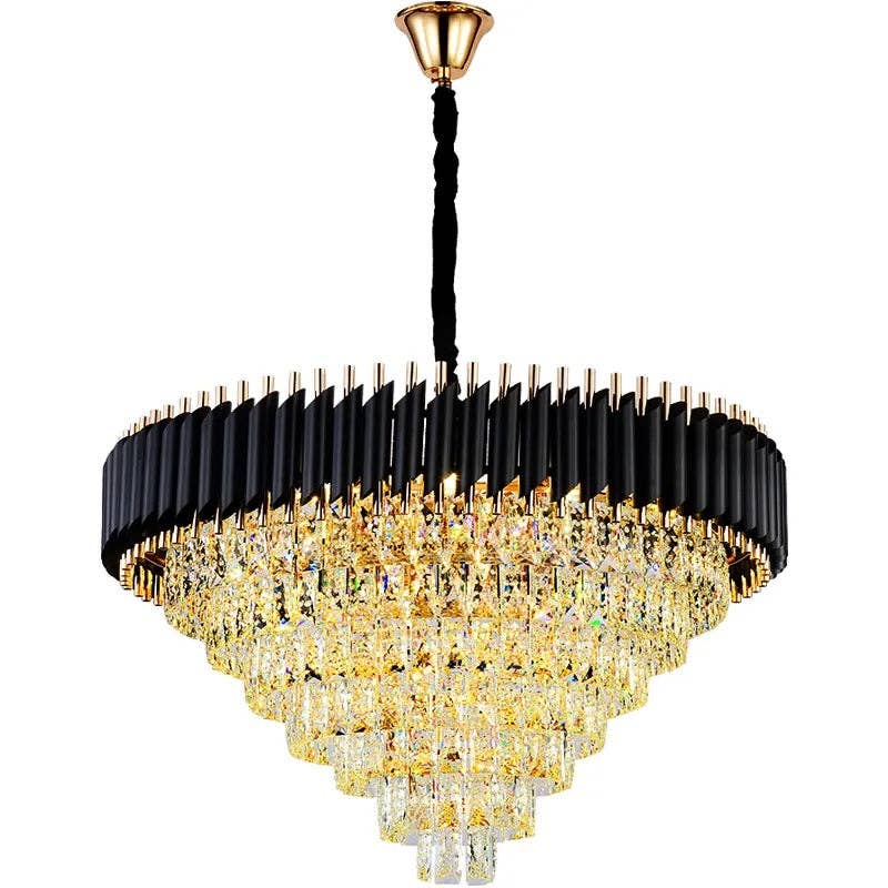 Ledsone - Wholesale Chandelier/Hanging Light - Black and Gold Hanging Crystal Chandeliers Light Fixture ~480328