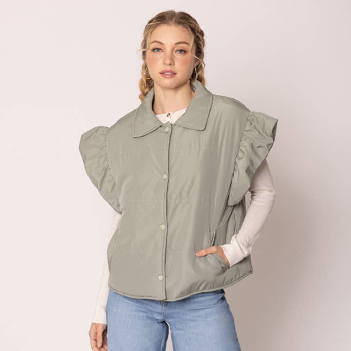 Fashion City – wholesale Väst - Dam – Volang Kortärmad Puffer Vadderad Väst