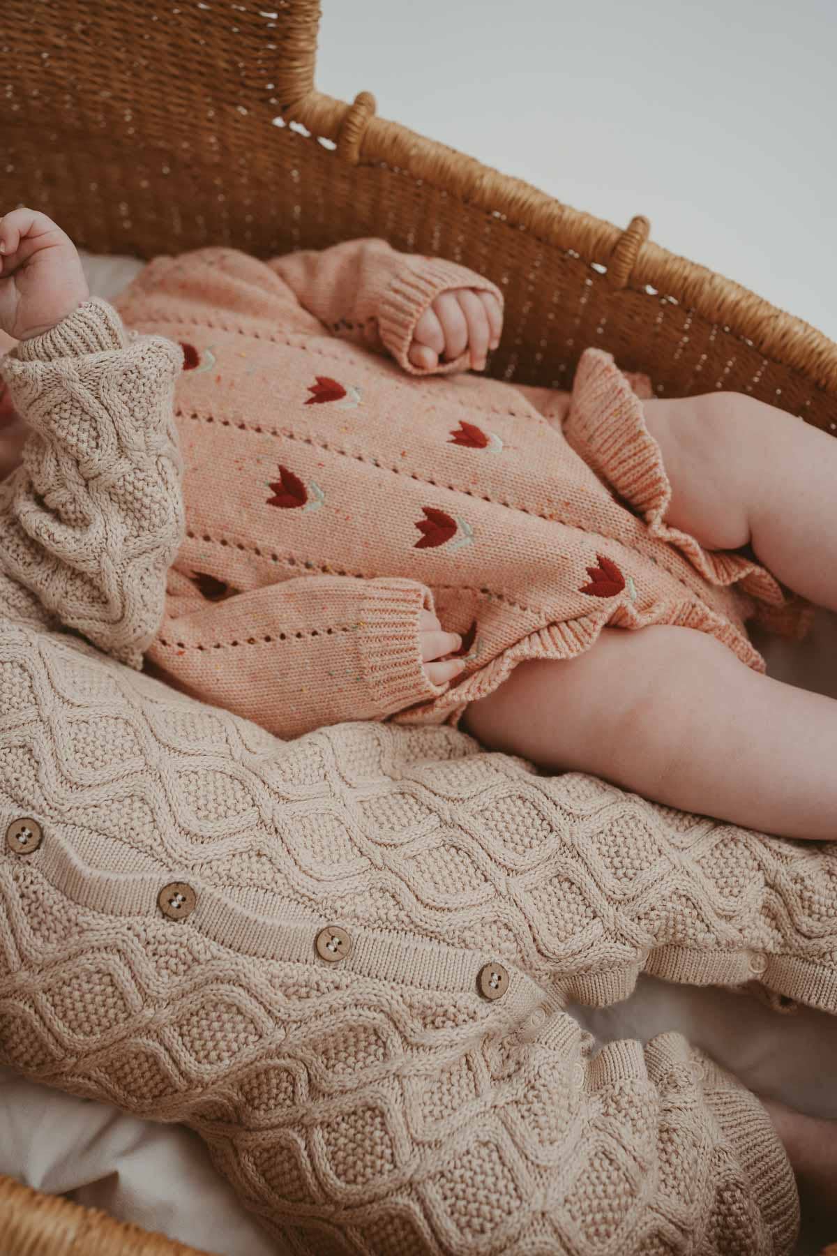 FRECKLES the label - Wholesale Jumpsuit – Baby - Embroidered Pointelle Romper | Sherbet Tulip7