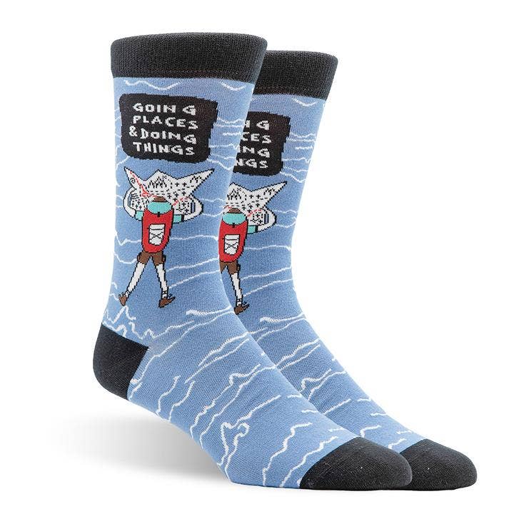 Goin Places, Doin Things Men's Socks for wholesale by Patches and Pins