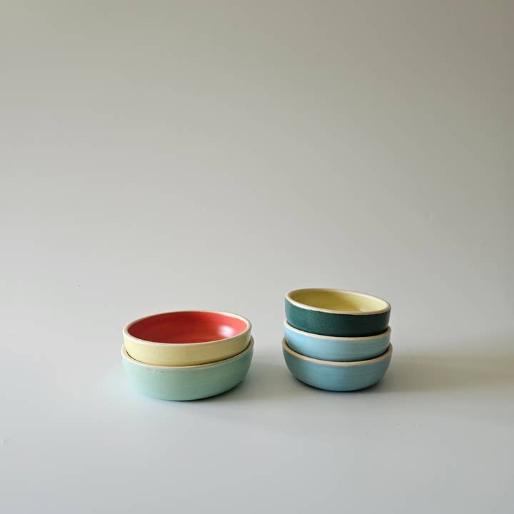 Bad Dogs Studio - Wholesale Decorative Plate/Dish/Bowl - Sauce Bowl (Small, Two-Toned) • Handmade Colorful Ceramic