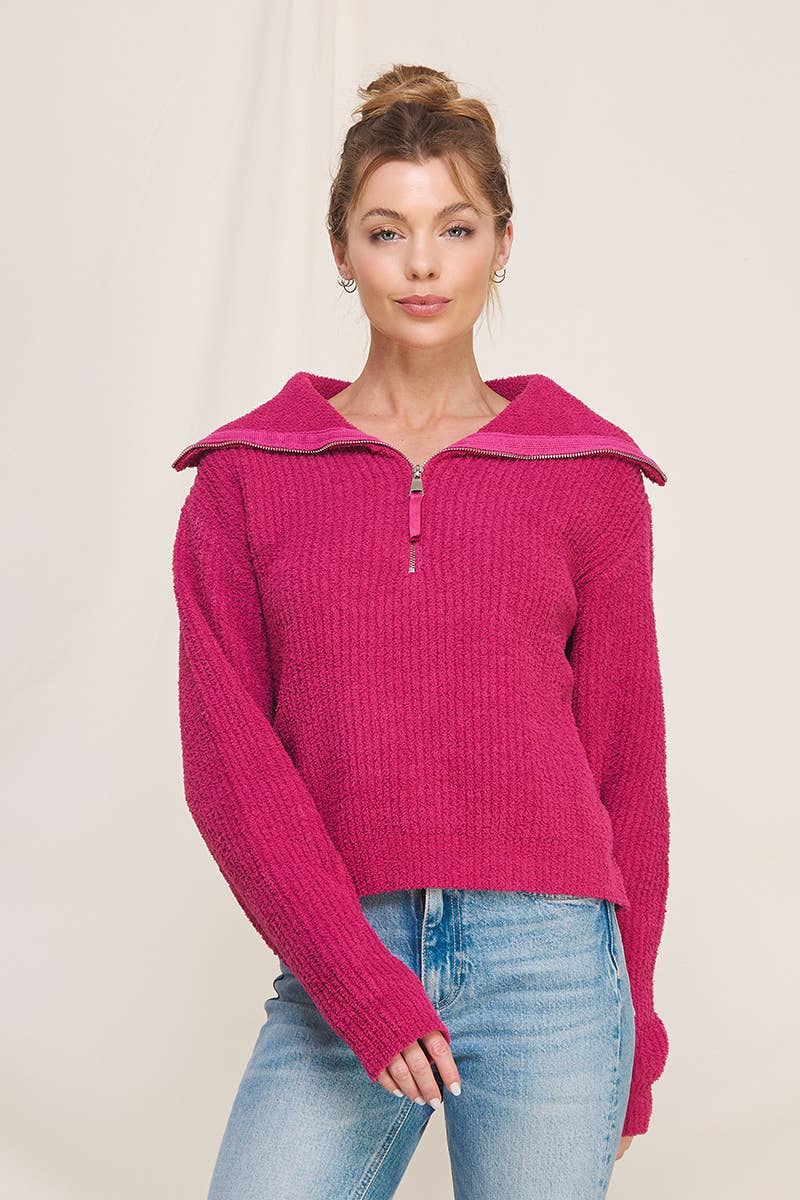 Allie Rose - Wholesale Sweatshirt - Women's - Plush Half Zip Pullover Sweater13