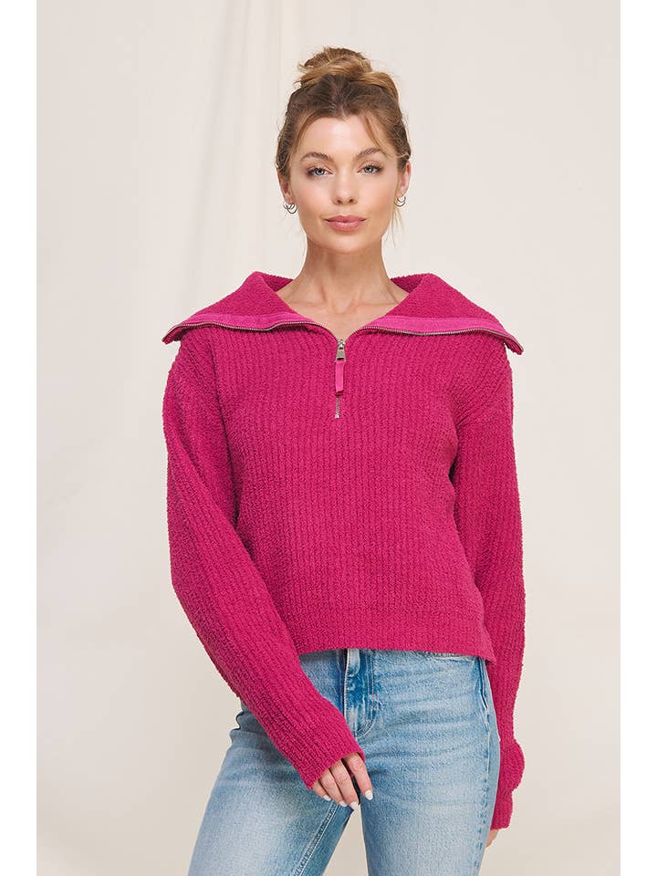 Allie Rose - Wholesale Sweatshirt - Women's - Plush Half Zip Pullover Sweater13