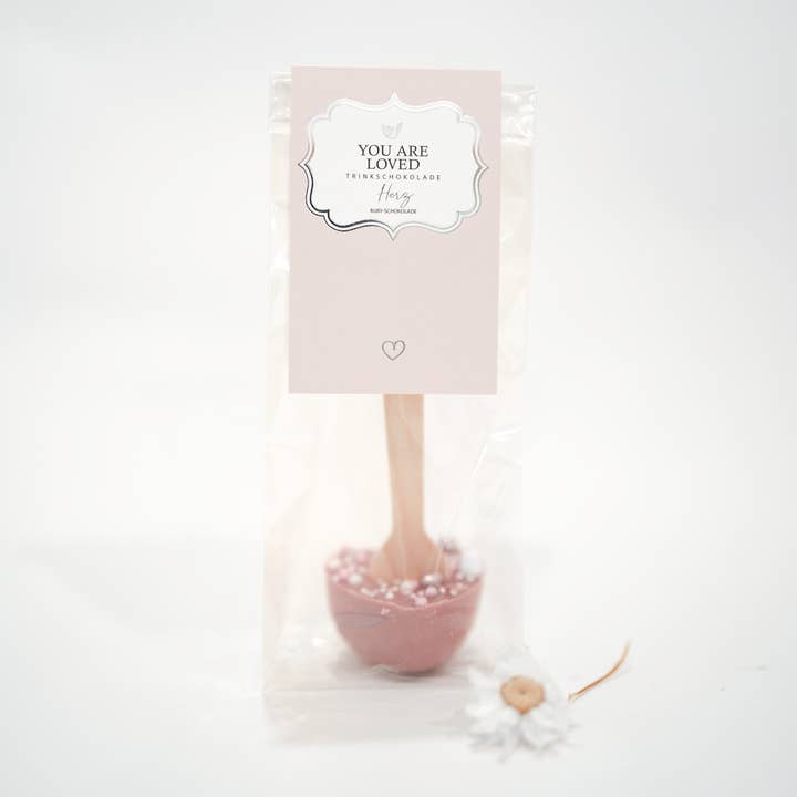 Drickchokladhjärta "Du är älskad" för wholesale av Bake Affair GmbH