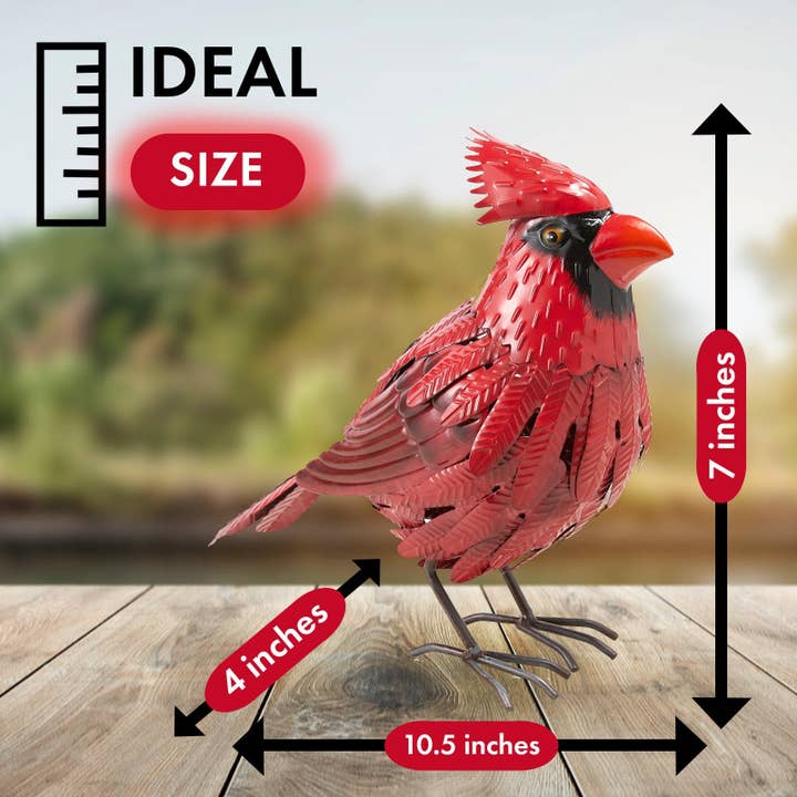 The Wine Savant / Khen Glassware - Wholesale Sculpture - Cardinal Metal Bird, Garden Yard Sculpture Art- Large2