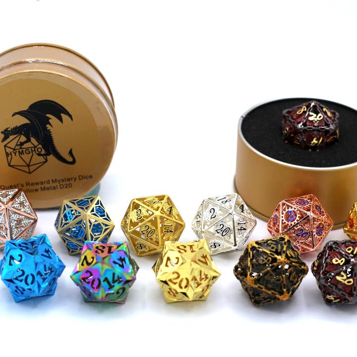 Quest's Reward Mystery Dice - Hollow Metal D20s for wholesale by Hymgho Premium Dice