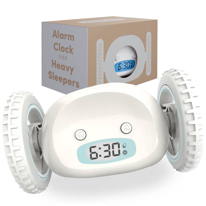Clocky - Wholesale Alarm Clock - Loud Alarm Clock on Wheels for Heavy Sleepers (White)0