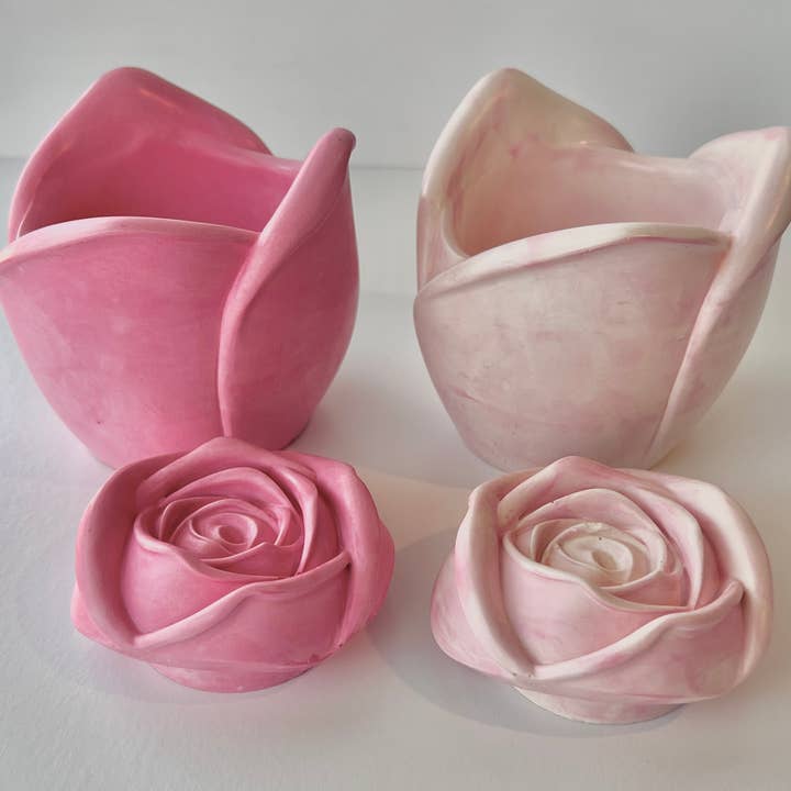 Aroma Sparks - Vente Bougeoirs - Récipient vide en forme de rose prêt à l'emploi pour bougies en ciment/béton5