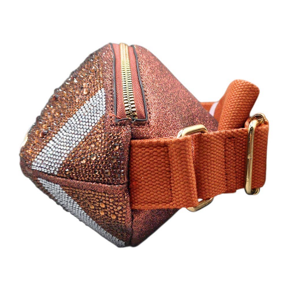Sensibling Corp. - Wholesale Belt Bag - Women's - Bling Studded Game Day Football Shape Fanny Pack / Sling Bag2