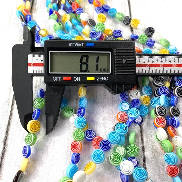 Glass Daisy Craft Co. - Wholesale Beads - Millefiori flat round mixed color glass beads, spirals2