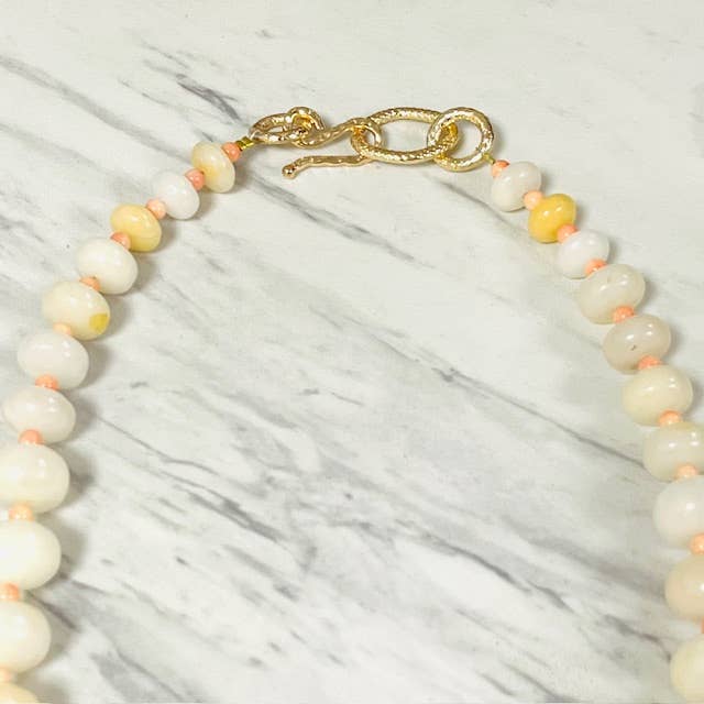 Anita K By Blushing Pink - Wholesale Beaded/Pearl Necklace - Honey Jade & Pink Coral Graduated Necklace3