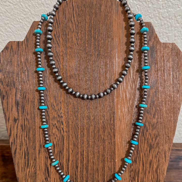 Flying A Designs - Wholesale Beaded/Pearl Necklace - Faux Silver Beaded Navajo Pearl Stackable NecklaceÂ