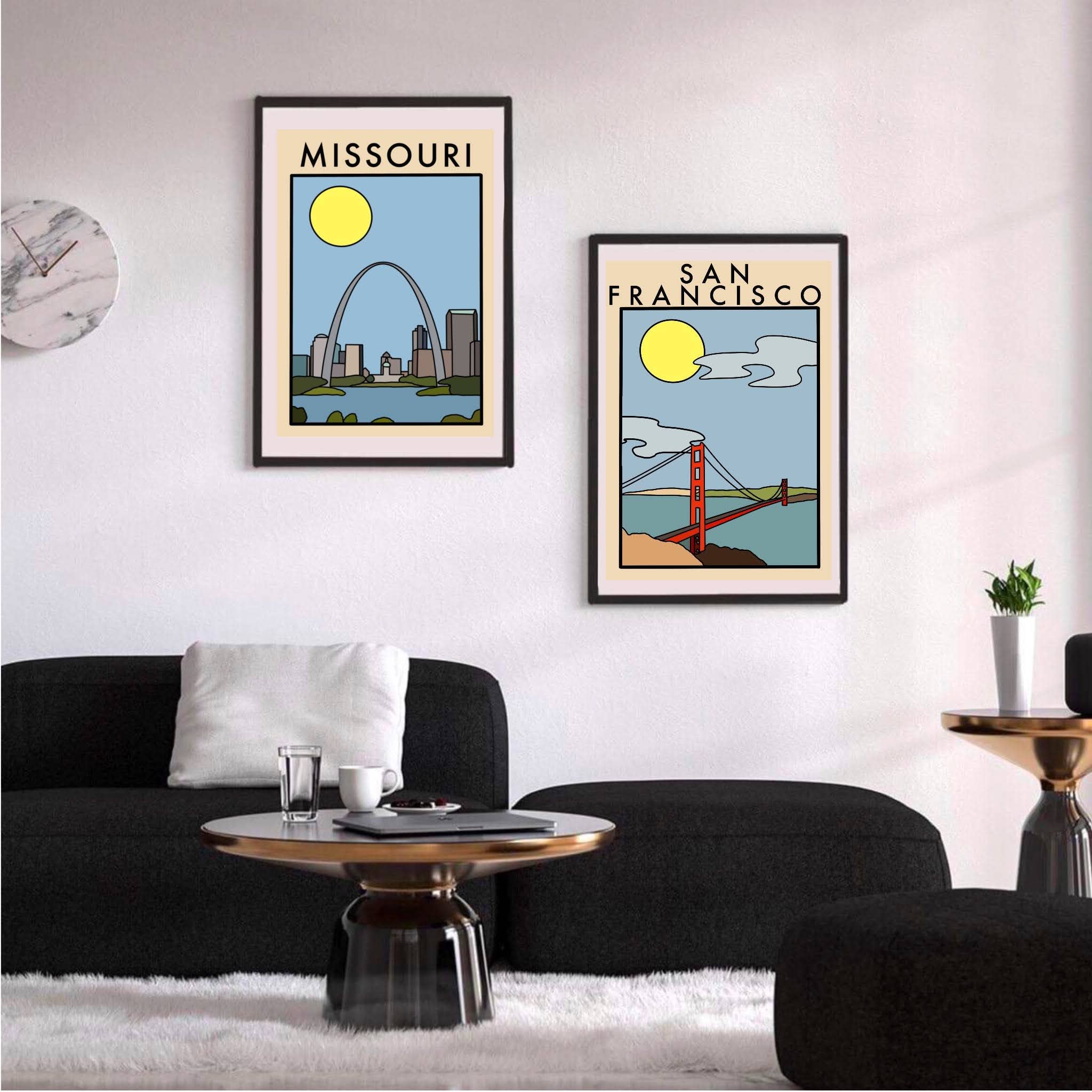 2 Sisters – Engroshandel Kunsttryk – Minimalistisk San Francisco Travel Print - Fås i 6 størrelser1