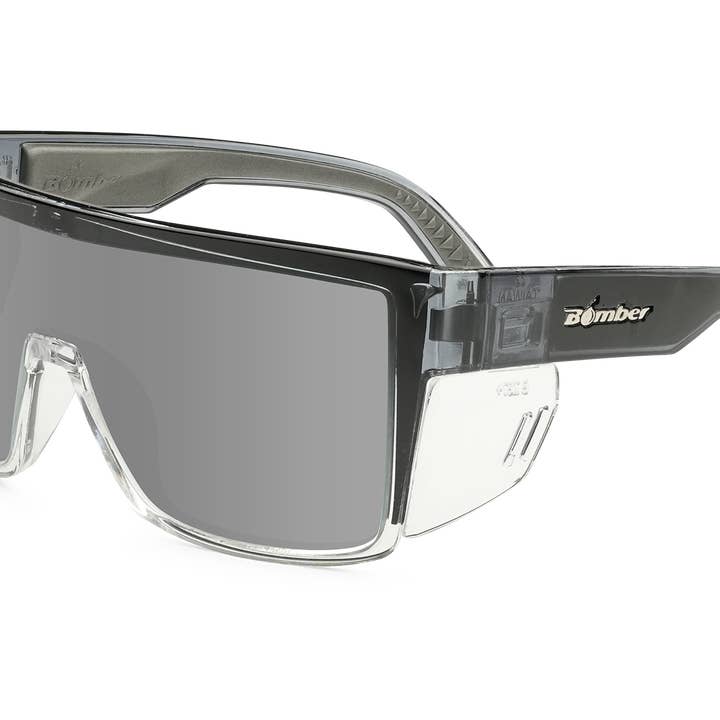 REMOVED BRAND - Wholesale Sunglasses - Unisex - BUZZ Bomb Safety - Silver Mirror Crystal