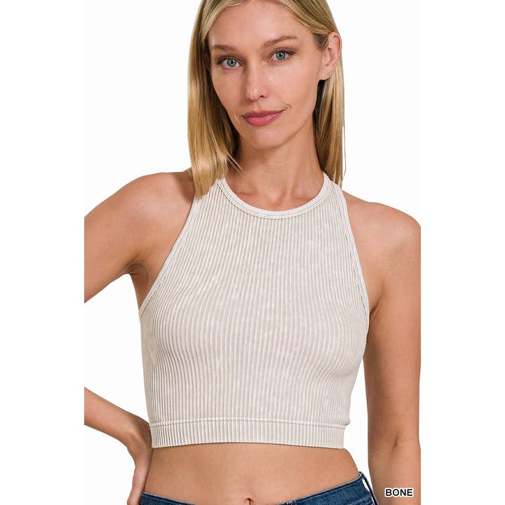 Apolline – wholesale Tank top – Women′s – WASHED RIBBED SEAMLESS RACERBACK CROP TOP