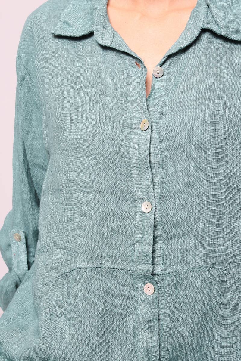 LÉA & LUC - Wholesale Dress - Women's - Long shirt dresses in 100% Linen REF. 148457