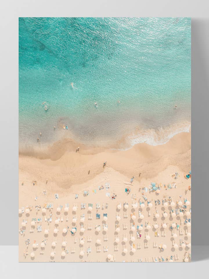 Aerial Beach View Wall Art. Holiday Vibes Pastel Poster for wholesale by PRINT AND PROPER