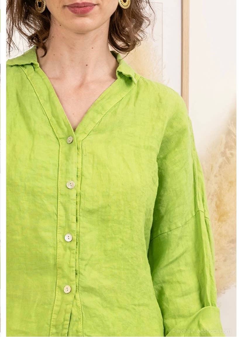 LINEN & COTTON HOUSE - Vente Chemise à col boutonné – femme - CHEMISE EN LIN. 48902 NINA52