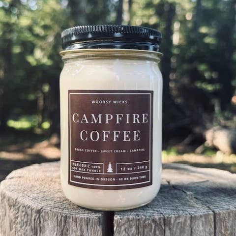 Woodsy Wicks - Wholesale Jar/Filled Candle - Campfire Coffee Candle - 100% Soy Wax - Nontoxic 0