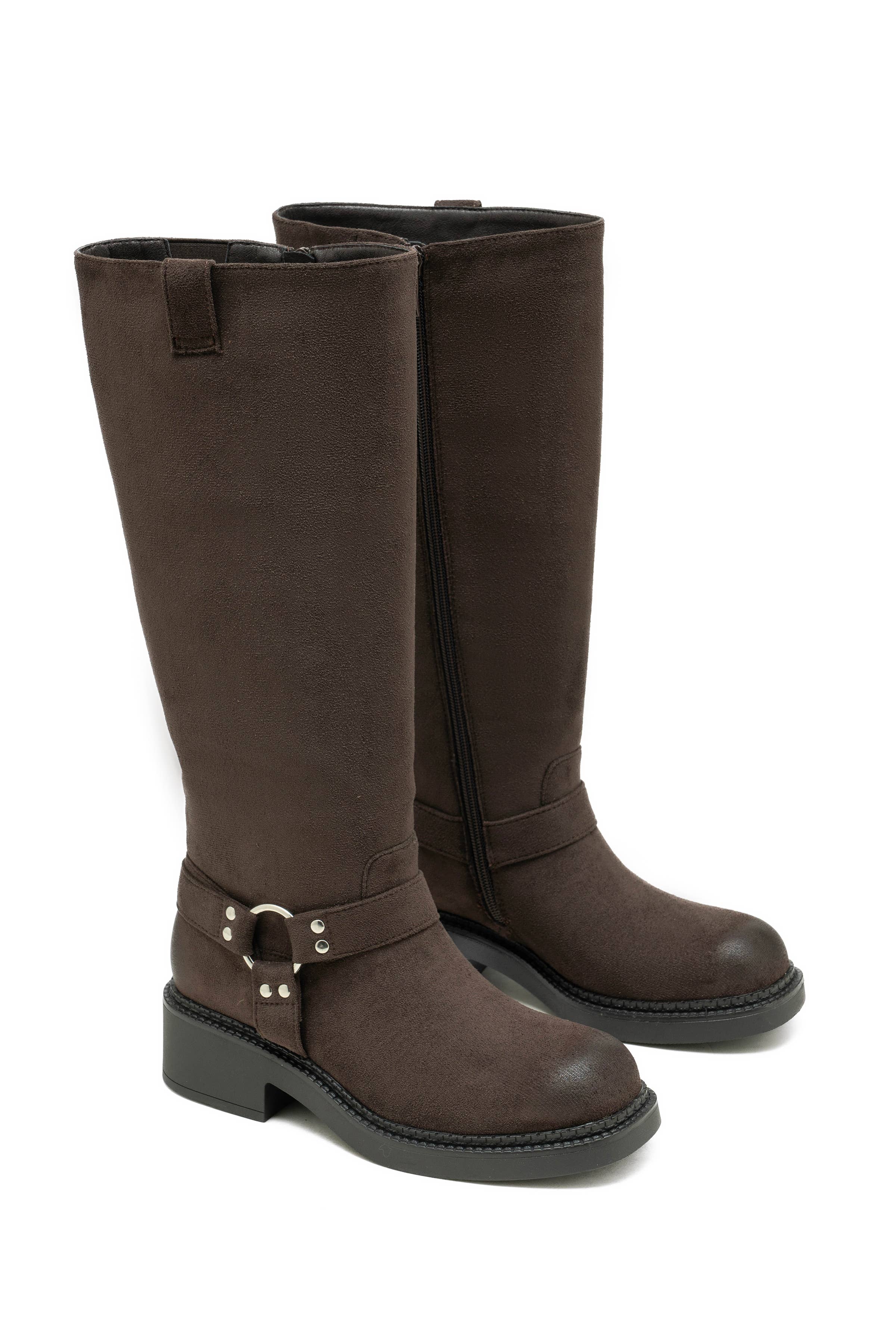 C'M PARIS - Wholesale Boots - Women's - Studded Harness Biker Boot 683565