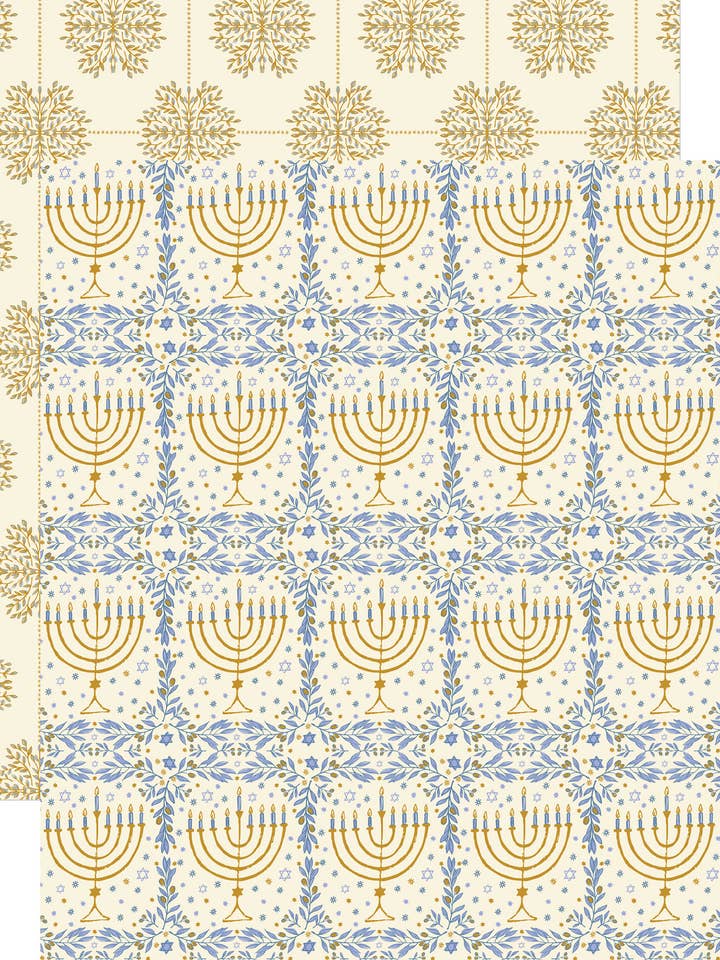 Papel de Scrapbook Menorá Dourada 12 x 12 por atacado de Paper House Productions