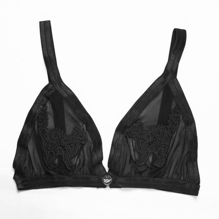 Hey Mavens! - Wholesale Bra - Women's - Black Cat Bralette // mesh soft cup triangle bra kitten lace5
