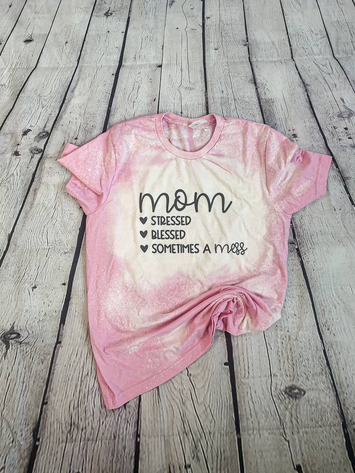 Mom Bleached Tee for wholesale by MM Custom Apparel